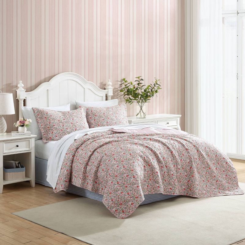 Laura Ashley Rowena 100% Cotton Quilt Pink, 2 of 10