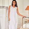 ADR Women's Cotton Nightgown, Sybil Sleeveless Lace Trim Button Up Long Vintage Night Dress Gown - 2 of 4