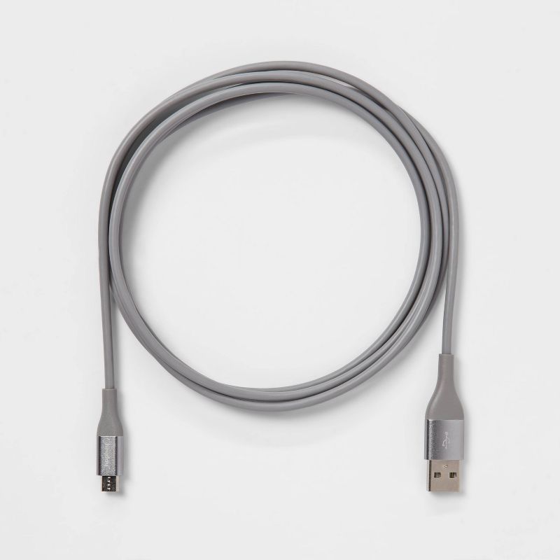 10&#39; Micro-USB to USB-A Round Cable - heyday&#8482; Cool Gray/Silver, 3 of 5