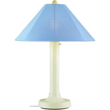 Patio Living Concepts Catalina Table Lamp 39644 with 3 bisque body and sky blue Sunbrella shade fabric