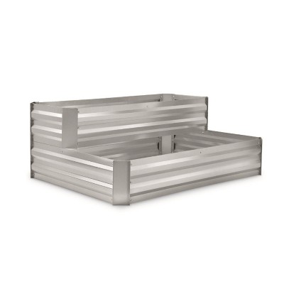 CASTLECREEK Galvanized Steel Stair Planter Box for Outdoor Raised Bed Backyard Gardening at Home, Plant Flowers, Vegetables, or Herbs