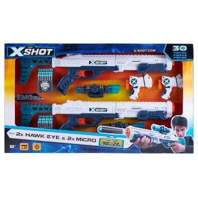 ZURU XSHOT Combo Pack - Two Hawk Eye and Two Micro Blasters