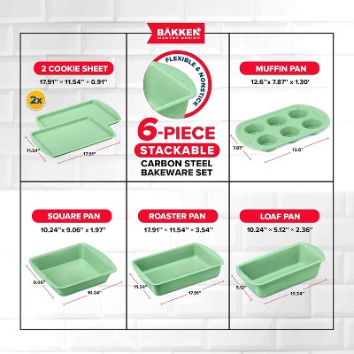 6-Piece Green Marble Nonstick Carbon Steel Bakeware Set