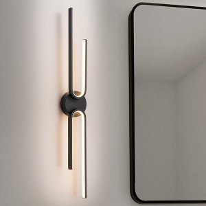 Rennnsan Vernathe 23"-31"H Hardwired Linear Aluminum Modern LED Dimmable Wall Sconce in Black - 1 of 4