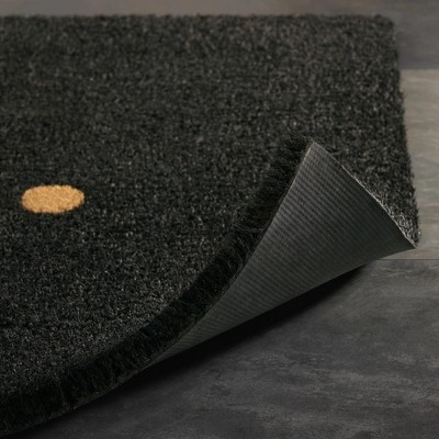 Hiya Painted Black Coir Non-Slip Welcome Door Mat 18"x30"