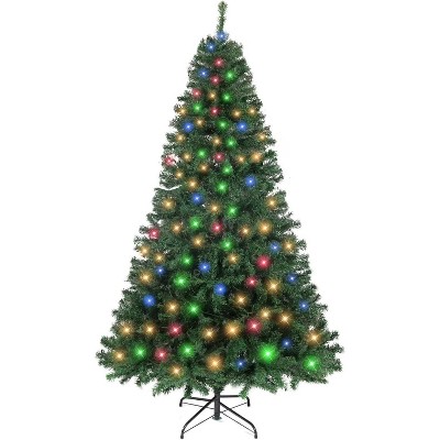 TackView 6.5FT Pre-Lit Artificial Christmas Tree, Xmas Tree with Warm White & Colored Change Lights, 8 Lighting Modes