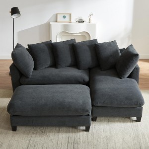 YOOCOZZ Upholstered Sectional Sofa L-shaped Sofa with Ample Storage Space,Movable Ottoman and Six Throw Pillows - 1 of 4