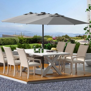 13ft Large Patio Umbrella, Double-Sided Outdoor Market Rectangle Umbrellas - 1 of 4
