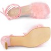 Allegra K Women's Faux Fur Slingback Block Heels Lace Up Sandals - 4 of 4