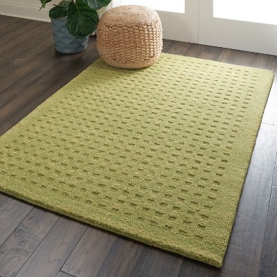 Artisan Shadowbox Green Wool 4' x 6' Rectangular Rug