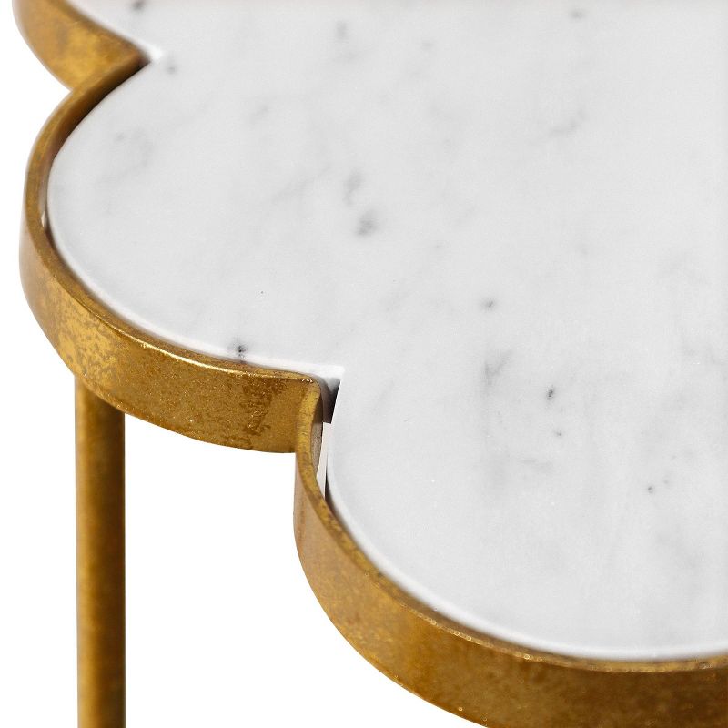 Ophelia White Marble Top Side Accent Table Gold - StyleCraft, 4 of 8