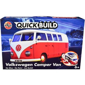 Skill 1 Model Kit Volkswagen Camper Van Red Snap Together Model by Airfix Quickbuild - 1 of 4