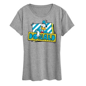 Women's - Disney - Leaning Donald Duck With Nametag Short Sleeve Graphic T-Shirt - 1 of 4