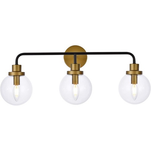 Elegant Lighting Hanson 3 lights bath sconce in black with brass with clear shade - image 1 of 4