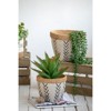 VisioGear 2PCS Rectangular Basket Planters with Geometric Trim, Modern Planter for Patio, Garden, Brown,10.2"*10.2"*7.9" - 2 of 4