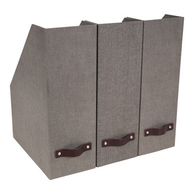 Set of 3 Estelle Canvas Magazine File Gray - Bigso Box of Sweden