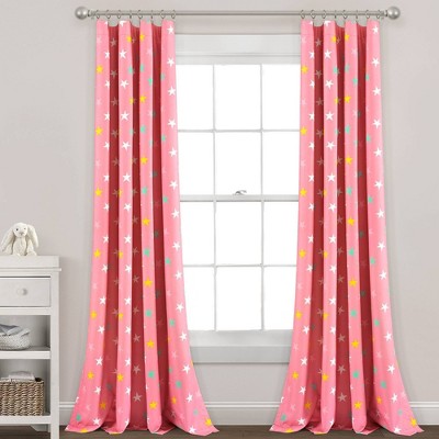 Lush Décor Blackout Unicorn Heart Rainbow Star Window Curtain Panel - Pink Single