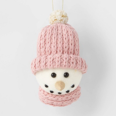 Knit Snowman Head Christmas Tree Ornament Light Pink - Wondershop™