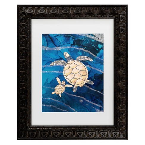 Trademark Fine Art - Sarah Manovski Gold Turtles Swimming Matted Framed ...