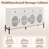 62 Inch Large Sideboard Buffet Cabinet with Storage and 3 Drawers, Coffee Bar Storage Cabinet with 4 Glass Doors for Dining Room,Living Room, Kitchen - 4 of 4