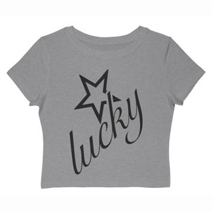 Rerun Island Women's Lucky Stars Black Short Sleeve Graphic Cotton Baby Tee - Athletic Heather 3X - 1 of 4