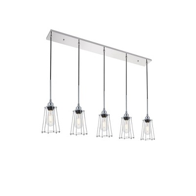 Auspice Chrome Finish 5-Light Mid-Century Modern Pendant