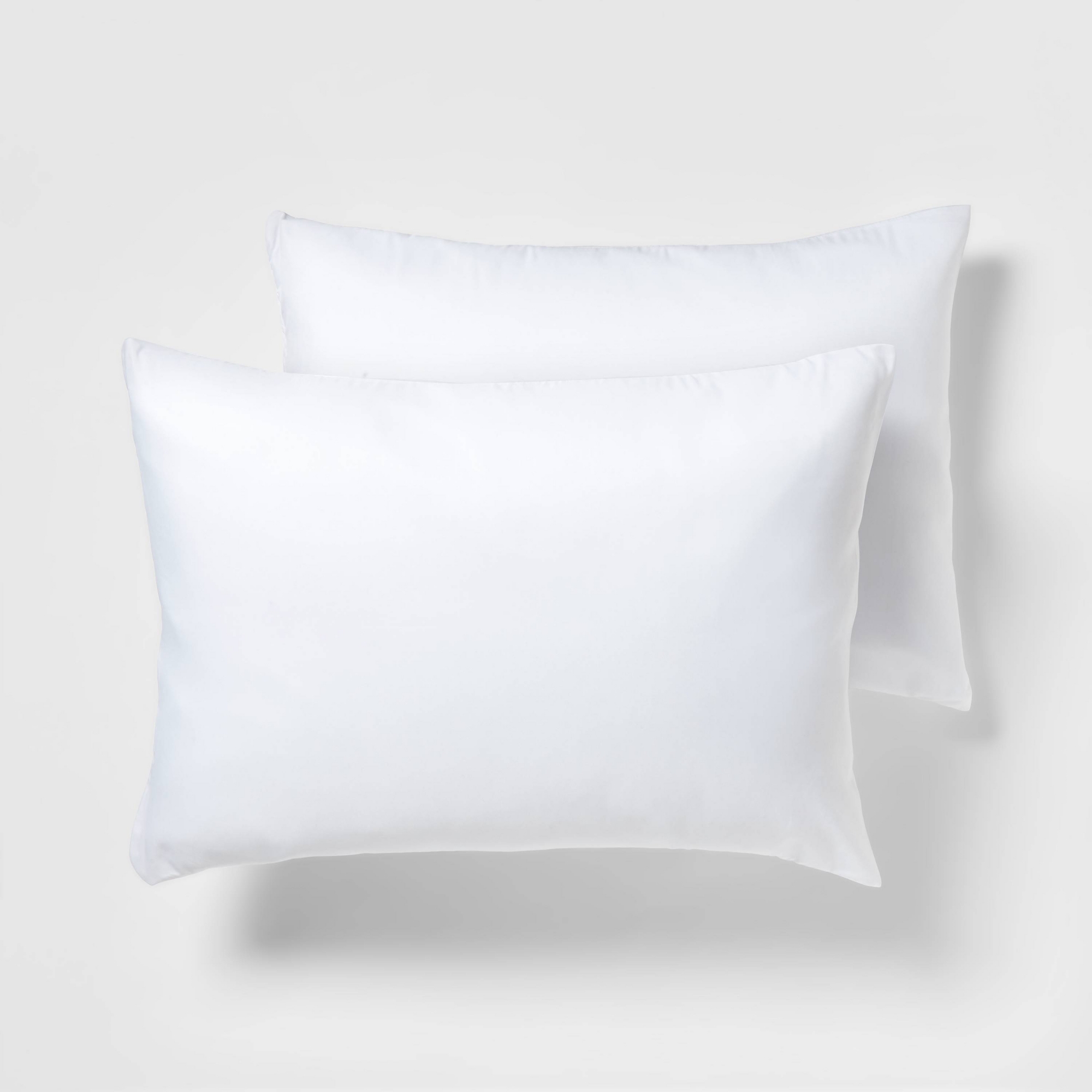 Room Essentials™ Standard Queen Soft Zippered Machine Washable Pillow Protector- 2 Pack- White: 100% Polyester, OEKO-TEX Certified