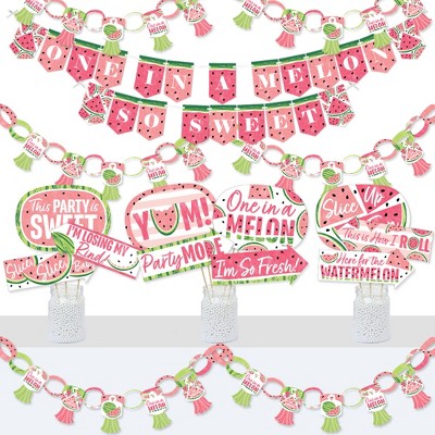 Big Dot of Happiness Sweet Watermelon - Banner and Photo Booth Decorations - Fruit Party Supplies Kit - Doterrific Bundle