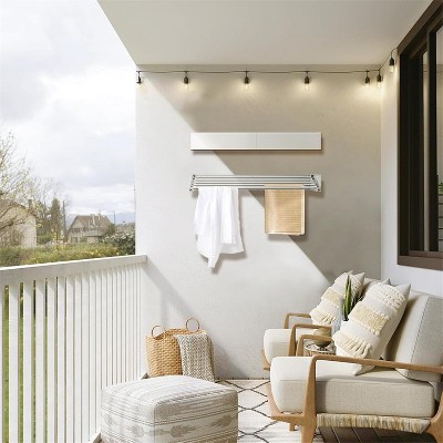 Wall Mounted Clothes Rack, Indoor Outdoor Folding Drying Rack, Retractable Towel Rack, for Laundry, Bathroom, Balcony