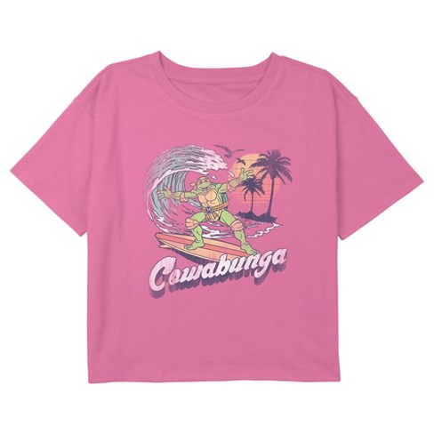 Girl's Teenage Mutant Ninja Turtles Retro Cowabunga Surfer Michelangelo T- shirt - Light Pink - X Large : Target