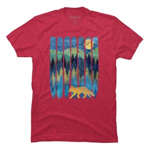 Men's Design By Humans Fox Forest Night By Maryedenoa T-Shirt - 1 of 4