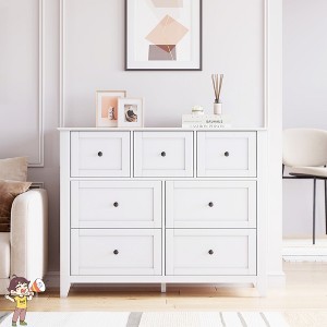 Jojoka Tall 7 Drawer Dresser, Modern Wood Storage Chest with Deep Drawers & Nickel Handles for Bedroom, Entryway, Living Room - 1 of 4