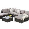 Outdoor Sofa Set, 8 Pcs Patio Sectional Sofa Couch, Wicker Sofa Sets with Washable Cushions, Sofa with Glass Coffee Table-Coolbibila - 4 of 4