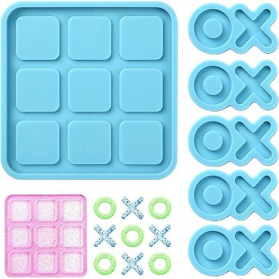 JDICTION Silicone Resin Mold Set - 5 Chess Pieces & XO Board Game Molds for DIY Tabletop Casting