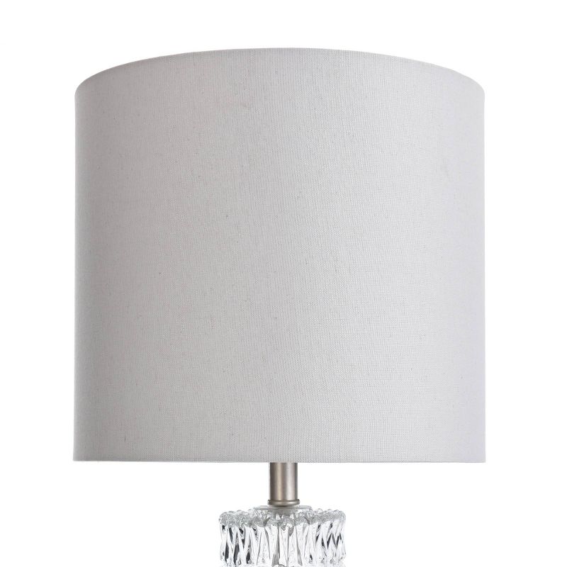 Diamond Textured Glass Table Lamp with Brushed Steel Base Gray - StyleCraft, 4 of 7