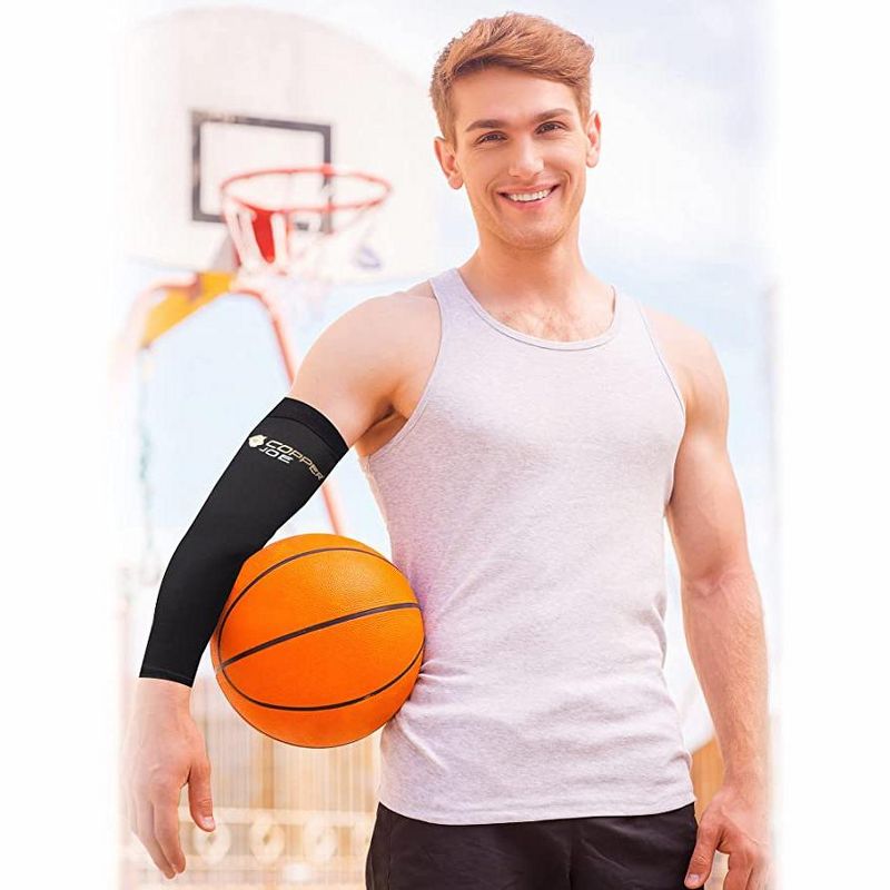 Copper Joe Compression Arm Brace Copper Infused Sleeve for Arms Forearm Bicep Tennis Elbow Basketball Golf Arthritis and Tendonitis, 3 of 7