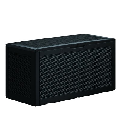 FURNIinspire Deck Boxes, Outdoor Patio Storage Box with Large Storage Capacity for Patio Furniture Cushions Garden Tools, Black, 48.03"*21.46"*24.53"