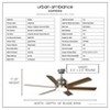 Urban Ambiance Luxury Transitional Ceiling Fan 17.25''H x 56''W,  Aged Nickel Finish,  Melton Collection, UHP9332 - 3 of 4