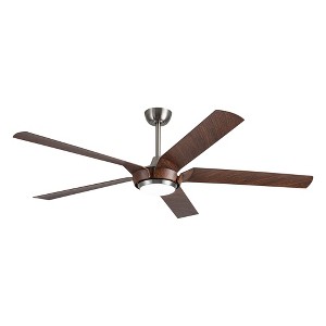Parrot Uncle 65" Modern Satin Nickel Indoor 3-Color Temperature Integrated LED Ceiling Fan - 1 of 4