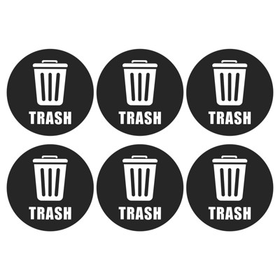 Unique Bargains Stainless Steel Plastic Trash Can Labels Large Vinyl Trash Stickers Decals