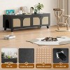 Lirago Double Hidden Cat Litter Box Enclosure Furniture Cabinet with Rattan Doors Two Entries for Two Cats Large Space Odor Control Modern Style - 4 of 4