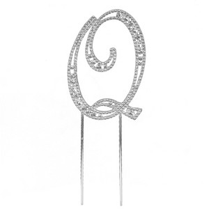 O'Creme Silver Rhinestone 'Letter Q' Cake Topper - 1 of 1