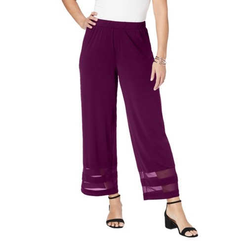 Jessica London Women's Plus Size Knit Illusion Pant, S - Dark Berry