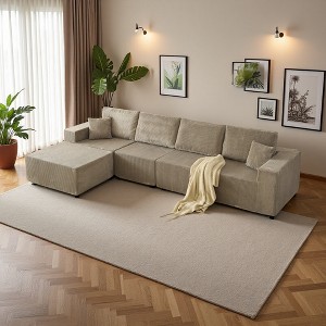 139" Modular L-Shaped Sectional Sofa with Ottoman & 2 Pillows - 1 of 4