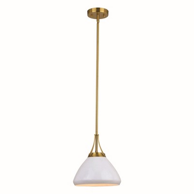 Vaxcel Dayna 1 - Light Pendant in  Satin Brass/Glossy White/Matte White
