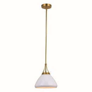 Vaxcel Dayna 1 - Light Pendant in  Satin Brass/Glossy White/Matte White - 1 of 4