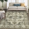Machine Washable Faux Wool Vintage Floral Printed Area Rug Ultra Thin Low Pile Non Slip Non Shedding Indoor Carpet - 4 of 4