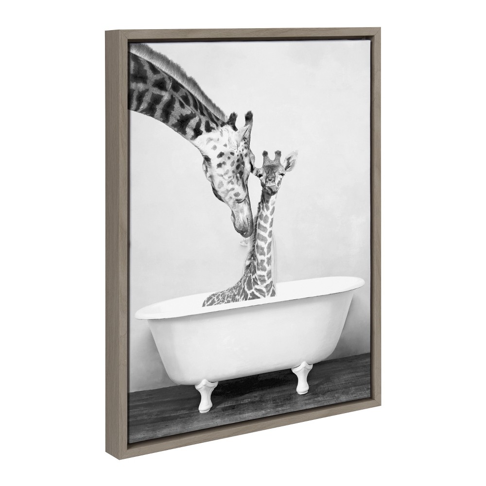 Photos - Other Decoration 18" x 24" Sylvie Giraffe in Tub Framed Canvas by Amy Peterson Art Studio G