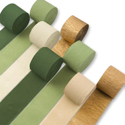 PartyWoo Crepe Paper Streamers Green Olive Khaki 8 Rolls 656 ft 1.8 Inch x 82 Ft Rolls