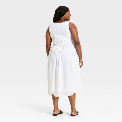 Женские платья Universal Thread Women's Sleeveless Button-Up Midi A-Line Dress - Universal Thread™ White XXL — фото 2
